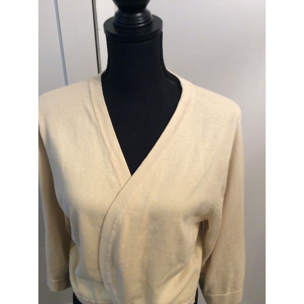 Norm Thompson Beige Sweater Shrug Cardigan Large L Cotton